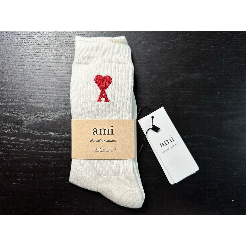 AMI Paris Alexandre Mattiussi Socks Embroidered Logo EU 36-41 Unisex RRP110